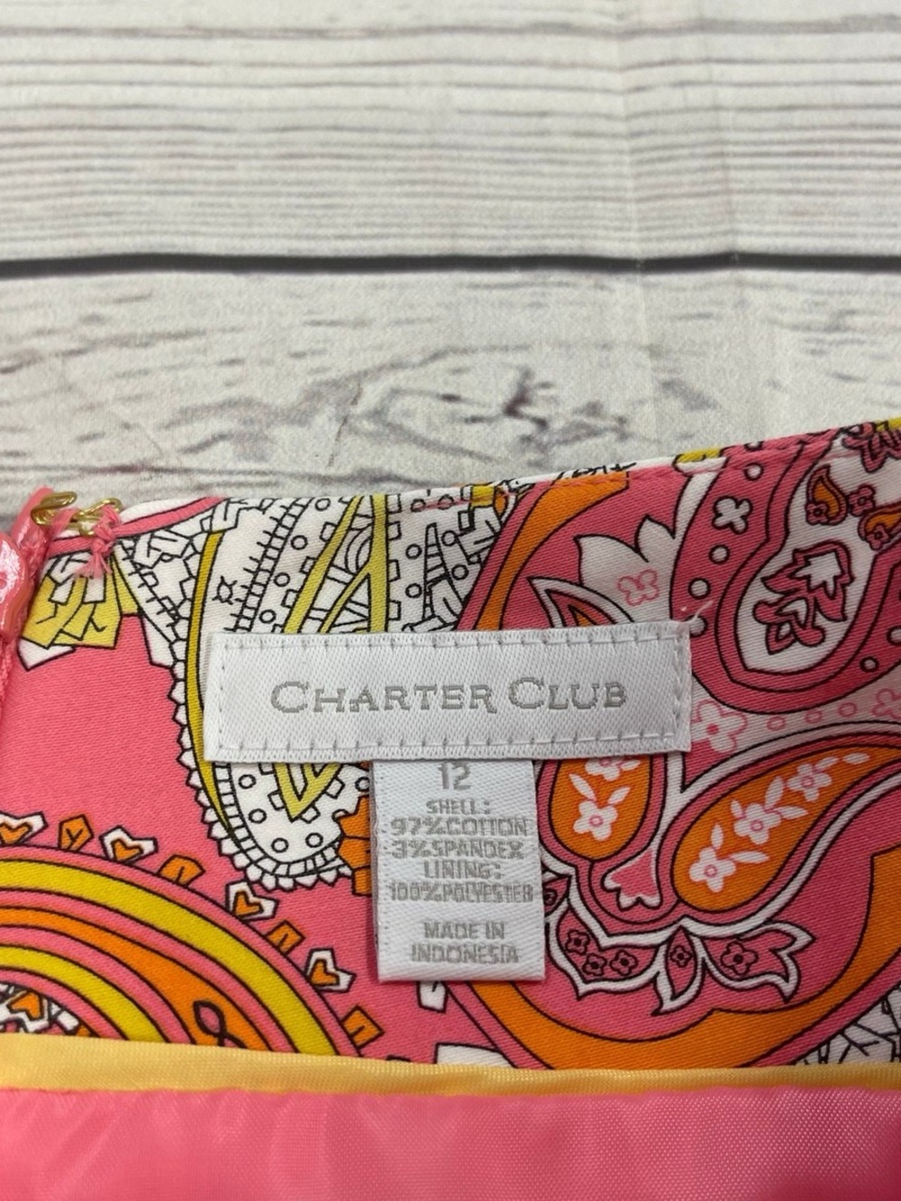 NWT CHARTER CLUB Coral Pink Paisley Pencil Skirt, Lined, Small Slit in Back - Picture 8 of 10